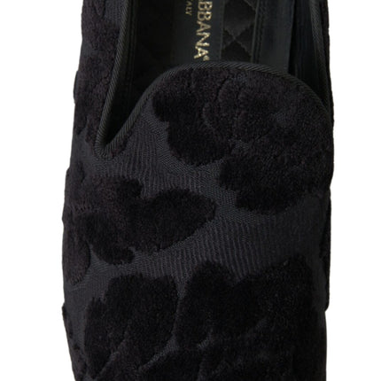 Dolce & Gabbana Black Brocade Loafers Formal Shoes