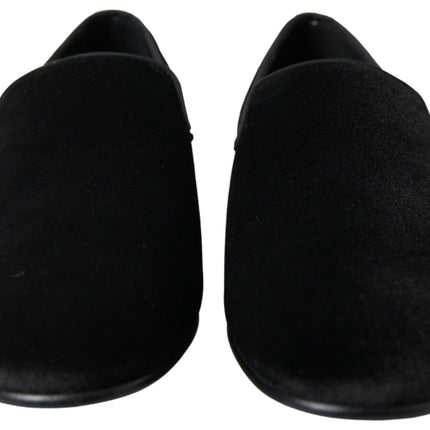Dolce & Gabbana Black Velvet Loafers Formal Shoes
