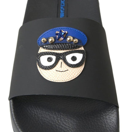 Dolce & Gabbana Black Slides Sandals Beach Saint Barth Shoes