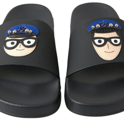 Dolce & Gabbana Black Slides Sandals Beach Saint Barth Shoes