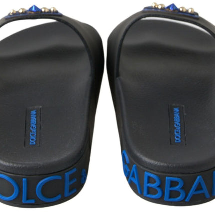 Dolce & Gabbana Black Slides Sandals Beach Saint Barth Shoes