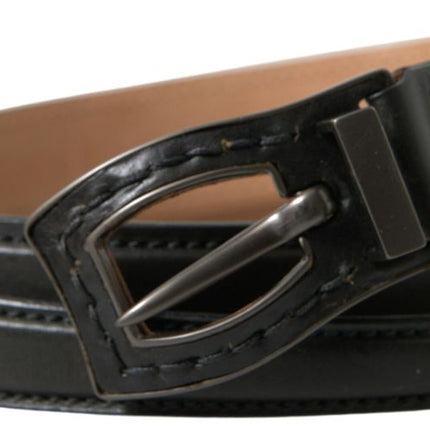 Ermanno Scervino Black Leather Metal Buckle Cintura Belt