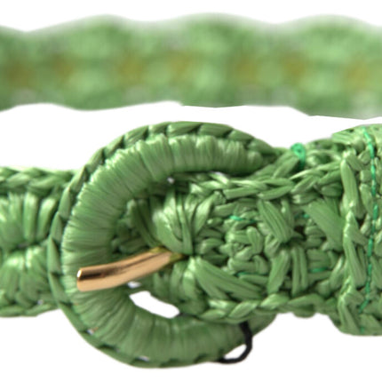 Dolce & Gabbana Green Viscose Weaved Skinny Waist Belt