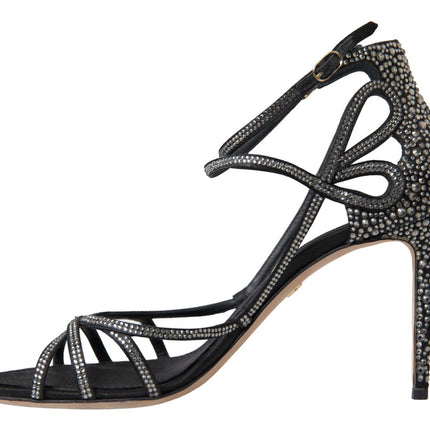 Dolce & Gabbana Rhinestone Stiletto Sandal Satin Shoes