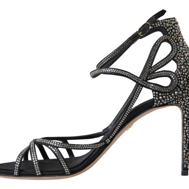Dolce & Gabbana Rhinestone Stiletto Sandal Satin Shoes
