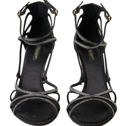 Dolce & Gabbana Rhinestone Stiletto Sandal Satin Shoes