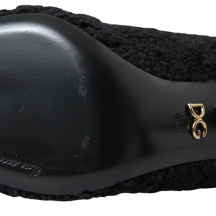 Dolce & Gabbana Black Stiletto Heels Mid Calf Boots