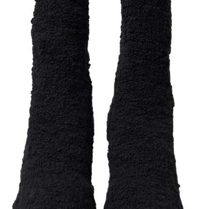 Dolce & Gabbana Black Stiletto Heels Mid Calf Boots