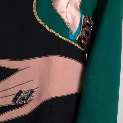 Dolce & Gabbana Multicolor Long Sleeves A-line Maxi Dress