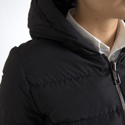 Dolce & Gabbana Black Polyester Hooded Reversible Jacket
