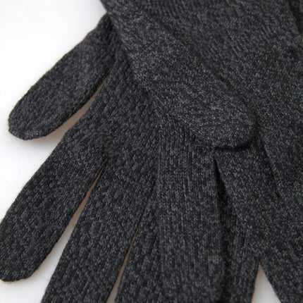 Dolce & Gabbana Gray Virgin Wool Knit Hands Mitten Men Gloves