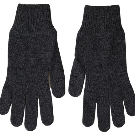 Dolce & Gabbana Gray Virgin Wool Knit Hands Mitten Men Gloves