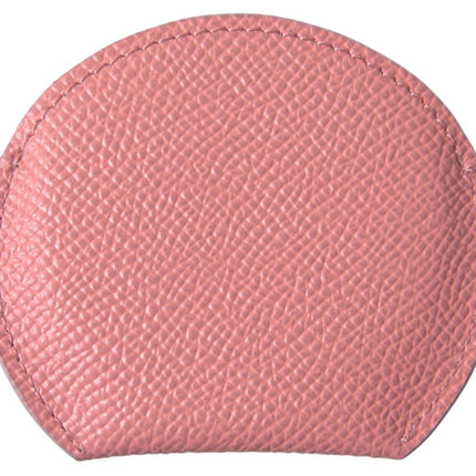 Dolce & Gabbana Pink Calfskin Leather Round Mirror Holder