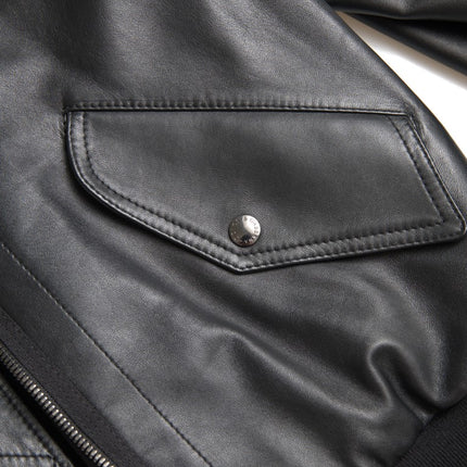 Dolce & Gabbana Black Leather Blouson Full Zip Bomber Jacket