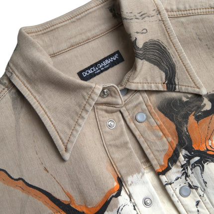 Dolce & Gabbana Multicolor Cotton Collared Denim Shirt