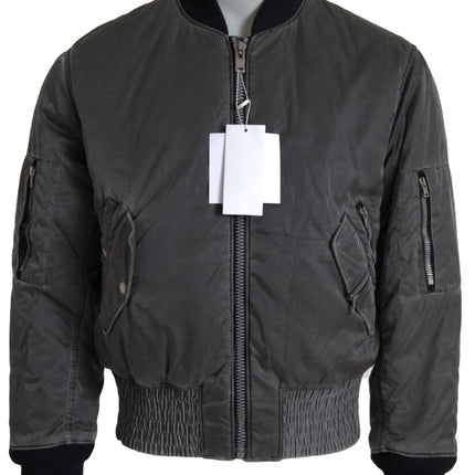 MM6 Maison Margiela Gray Bomber Zipper Pocket Sleeves Jacket