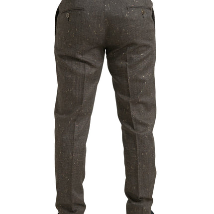 Dolce & Gabbana Brown Wool Dress Skinny Men Trouser Pants