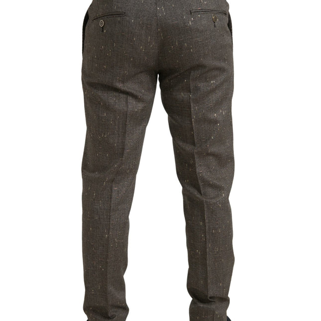 Dolce & Gabbana Brown Wool Dress Skinny Men Trouser Pants