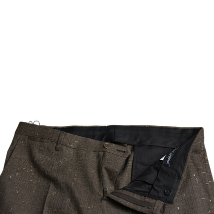Dolce & Gabbana Brown Wool Dress Skinny Men Trouser Pants