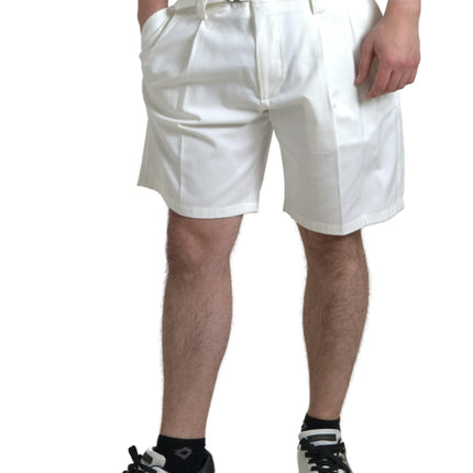 Dolce & Gabbana White Cotton Stretch Men Bermuda Denim Shorts