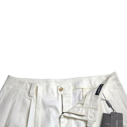 Dolce & Gabbana White Cotton Stretch Men Bermuda Denim Shorts