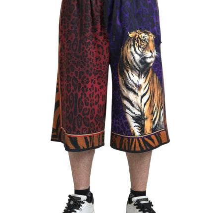 Dolce & Gabbana Multicolor Tiger Print Men Bermuda Shorts