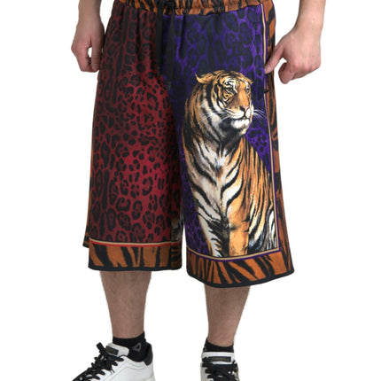 Dolce & Gabbana Multicolor Tiger Print Men Bermuda Shorts