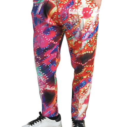 Dolce & Gabbana Multicolor Printed Linen Men Trouser Pants