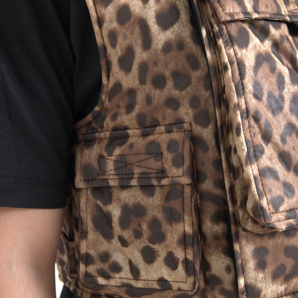 Dolce & Gabbana Brown Leopard Silk Sleeveless Sportswear