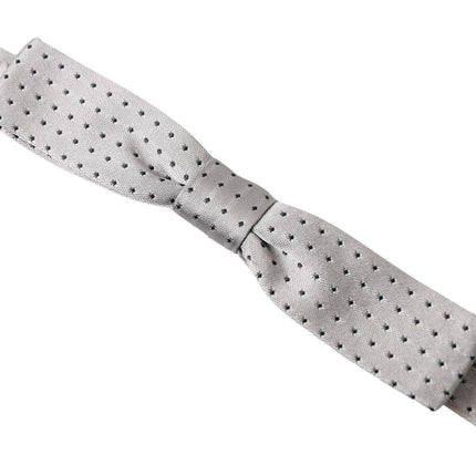 Dolce & Gabbana Gray Dotted Silk Adjustable Men Neck Papillon Bow Tie