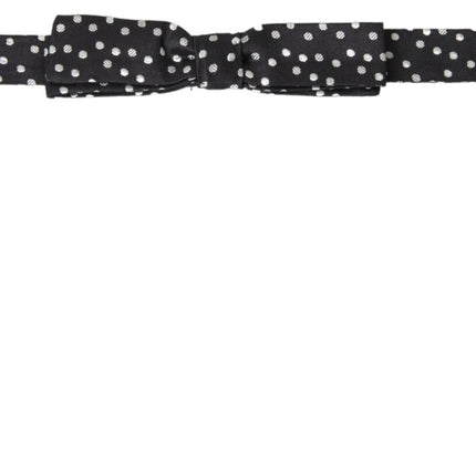 Dolce & Gabbana Black Polka Dot Silk Adjustable Men Neck Papillon Bow Tie