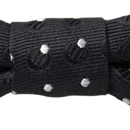 Dolce & Gabbana Black Polka Dot Silk Adjustable Men Neck Papillon Bow Tie