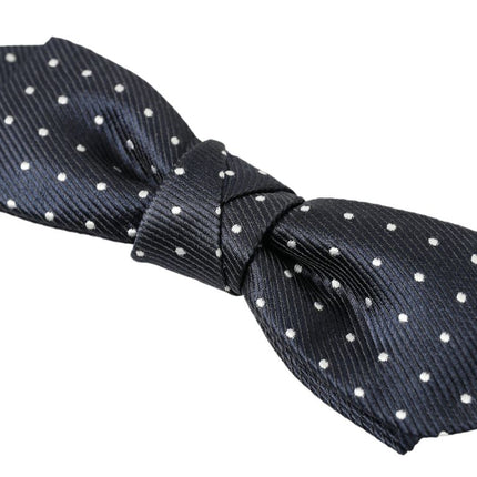 Dolce & Gabbana Blue Polka Dot Silk Adjustable Men Neck Papillon Bow Tie