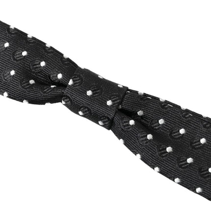 Dolce & Gabbana Black Polka Dot Silk Adjustable Men Neck Papillon Bow Tie