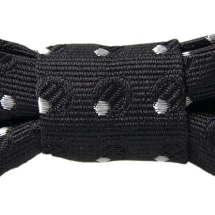 Dolce & Gabbana Black Polka Dot Silk Adjustable Men Neck Papillon Bow Tie