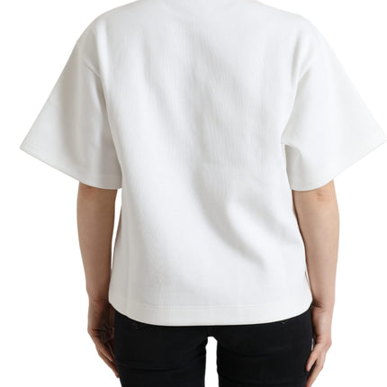 Dolce & Gabbana T-shirt White Cotton Stretch Black HOT Crystal