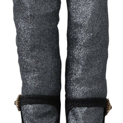 Dolce & Gabbana Black Crystal Mary Janes Booties Shoes