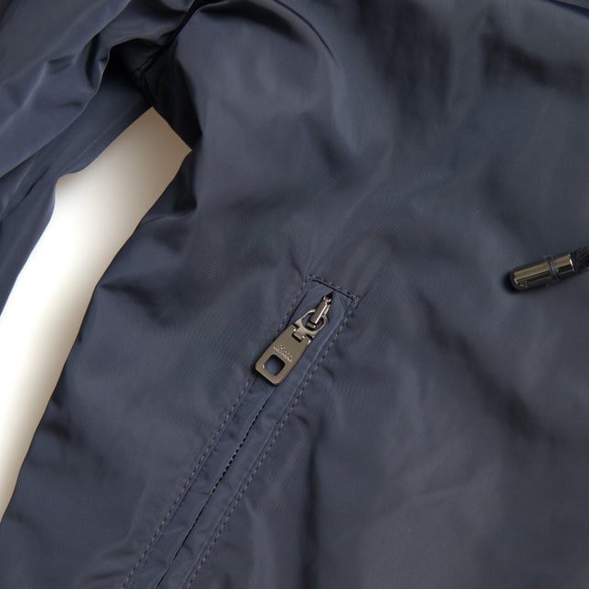 Dolce & Gabbana Blue Hooded Logo Polyester Full Zip Sweater