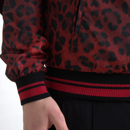 Dolce & Gabbana Red Leopard Bomber Short Coat Jacket