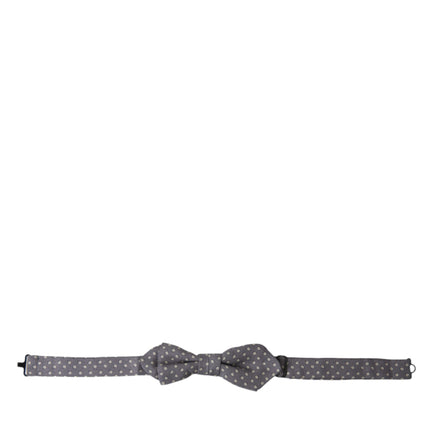Dolce & Gabbana Gray Polka Dots Silk Adjustable Neck Papillon Bow Tie