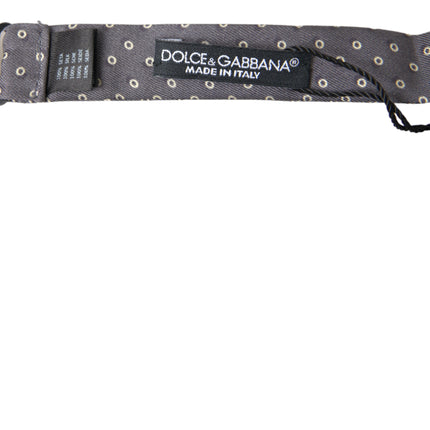 Dolce & Gabbana Gray Polka Dots Silk Adjustable Neck Papillon Bow Tie