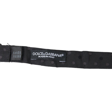 Dolce & Gabbana Gray Polka Dot Silk Adjustable Neck Men Papillon Bow Tie