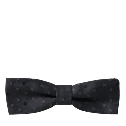 Dolce & Gabbana Gray Polka Dot Silk Adjustable Neck Men Papillon Bow Tie