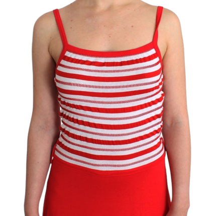 Roccobarocco Red striped jersey A-line dress