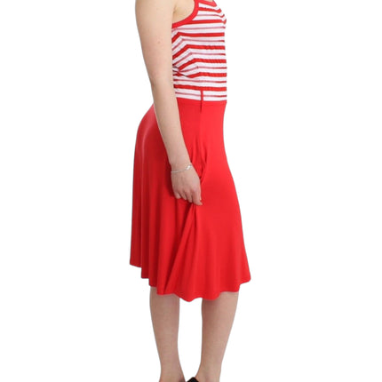 Roccobarocco Red striped jersey A-line dress