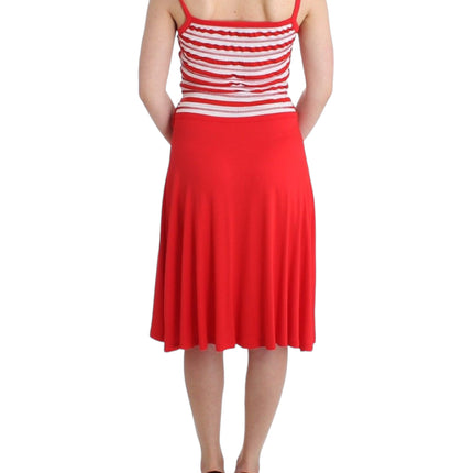 Roccobarocco Red striped jersey A-line dress
