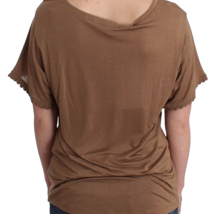 John Galliano Brown shortsleeved top