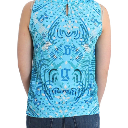 John Galliano Blue printed tank top