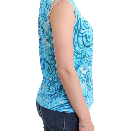 John Galliano Blue printed tank top