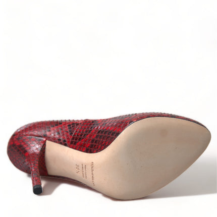Dolce & Gabbana Red Ayers Leather Lace Socks Pumps Shoes
